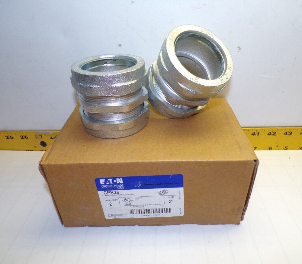 2) NEW EATON CROUSE-HINDS 2" COMPRESSION TYPE COUPLING CPR26 LOT OF 2