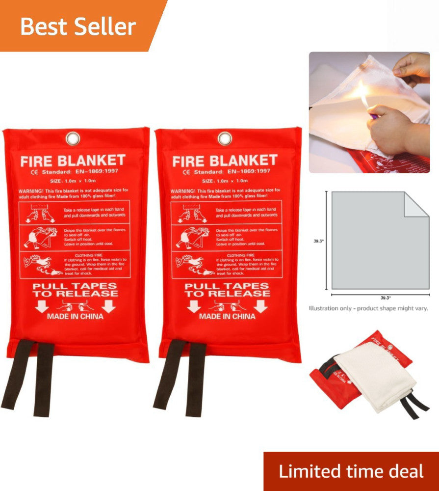 Portable Fire Suppression Blanket - 2 Pack, 39.3” Fire Safety Cover for Camping