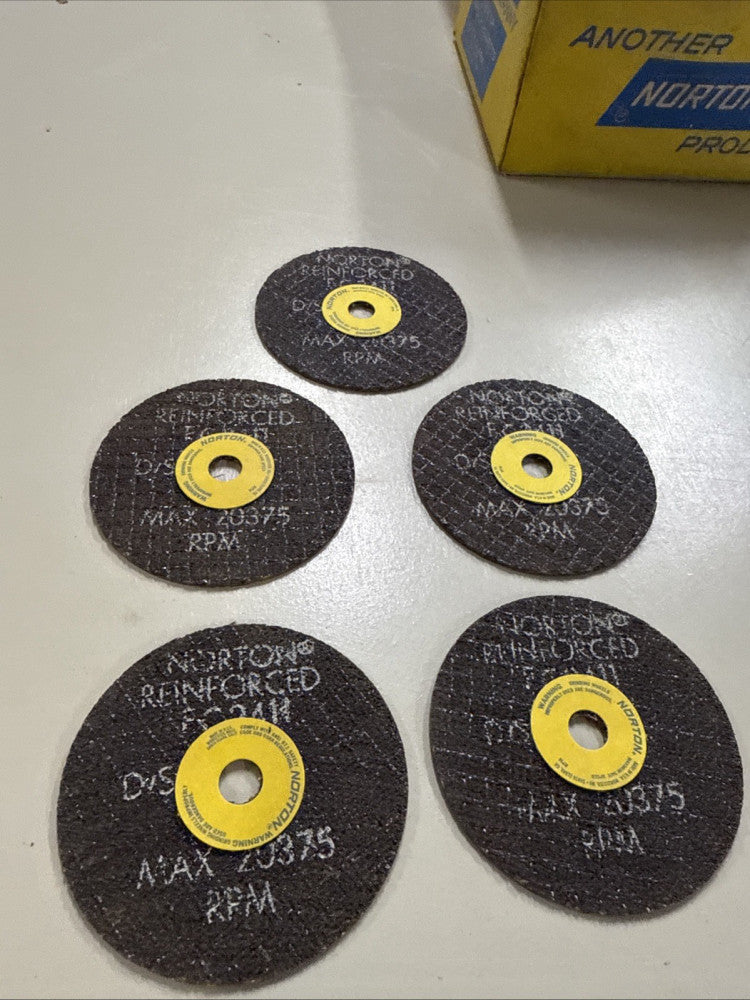 Lot of 5 New Old Stock Vintage Norton 3x1/16x3/8 Reinforced Cutoff Wheel FC2411