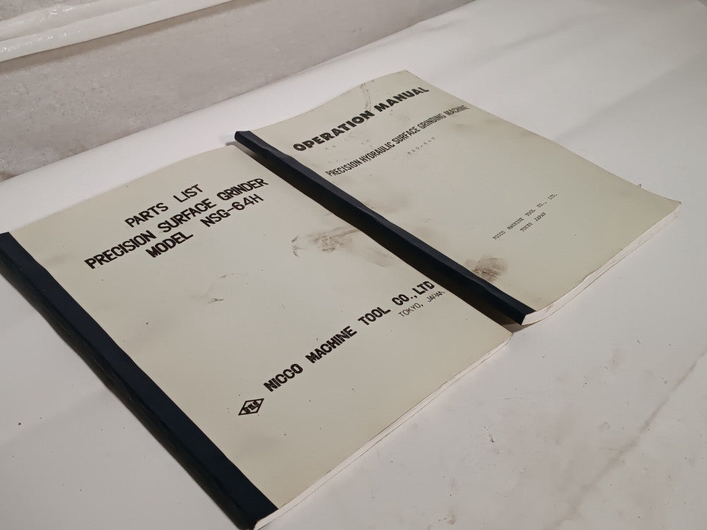 Lot of 2 NICCO Machine Tool NSG64H Surface Grinder Operation Manuals, as shown