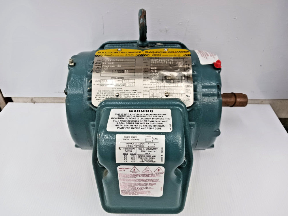 New Baldor 1 HP Super-E Severe Duty Motor 460 VAC 3Ø 1765 RPM 143T ENCP83581T-4