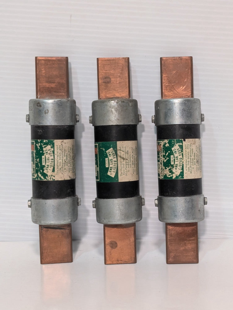 Lot of 3 Bussmann Fusetron FRN150 Class K9 Dual Element Fuses, 250V, Pre-Owned