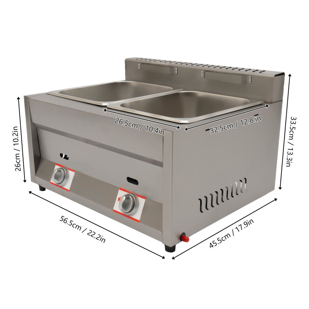 2-pan Gas Food Heating Pot Machine Lpg Gas Deep Fryer Commercial Fryer Machine