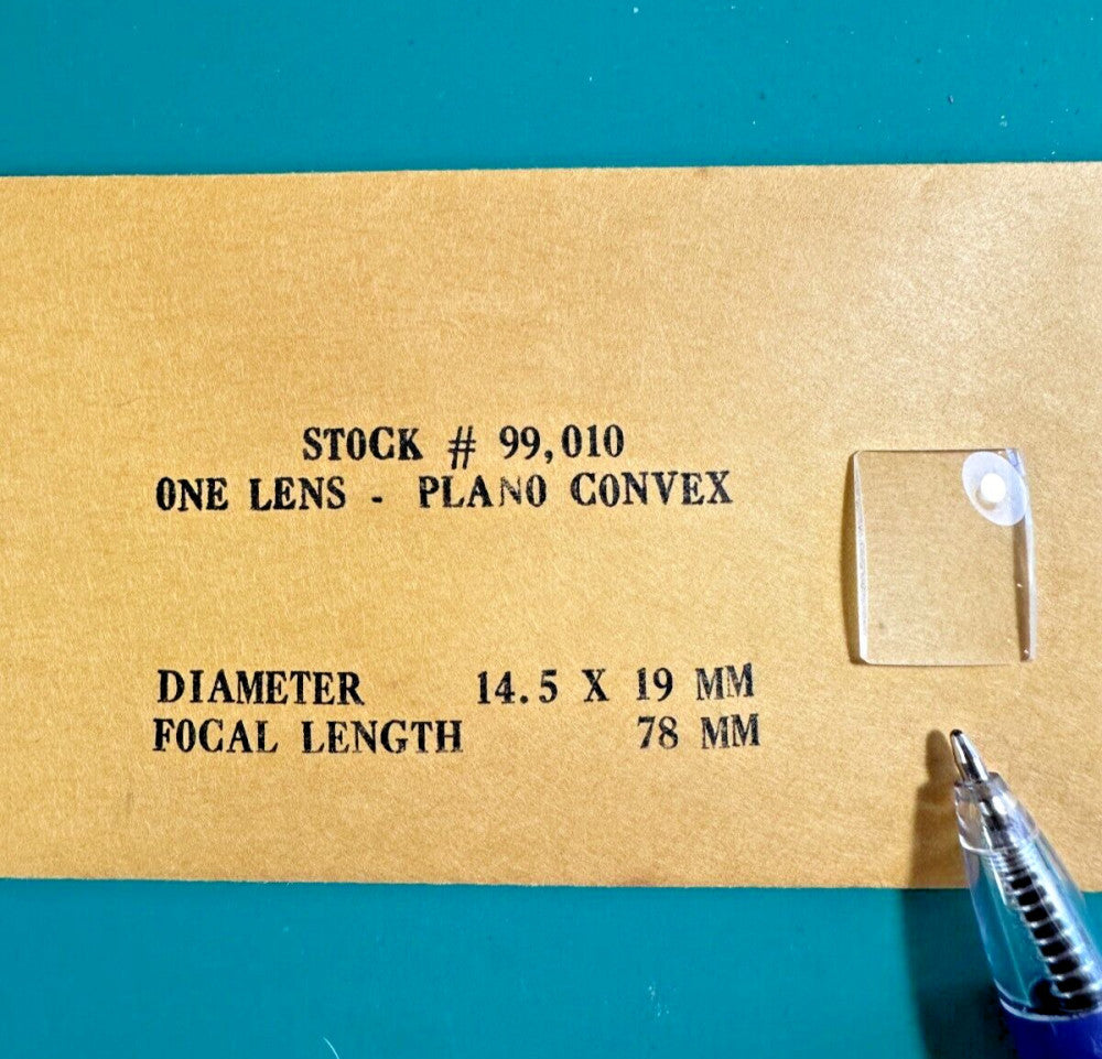 Edmund One Lens Plano Convex 14.5mm x 19mm Diameter 78mm Focal Length