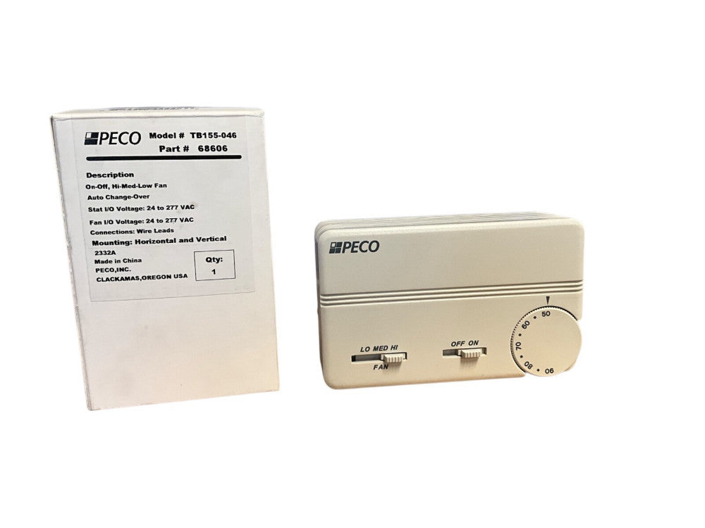 Peco Fan Coil Tstat Analog,1 Pipe,24-277V AC TB155-046 Peco TB155-046