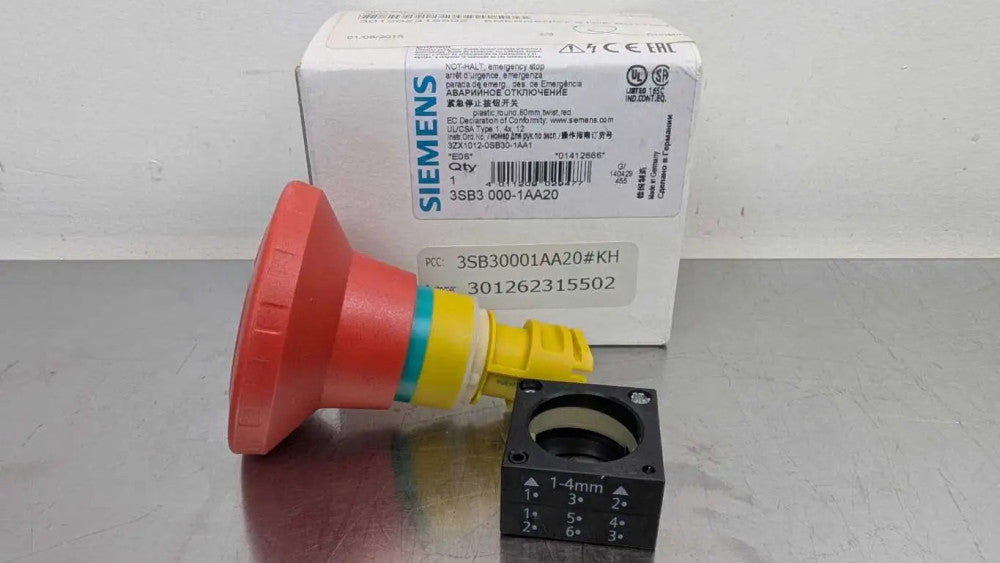 Siemens 3SB3000-1AA20 Emergency Stop Button 3SB3 000-1AA20 60mm Red Plastic R...