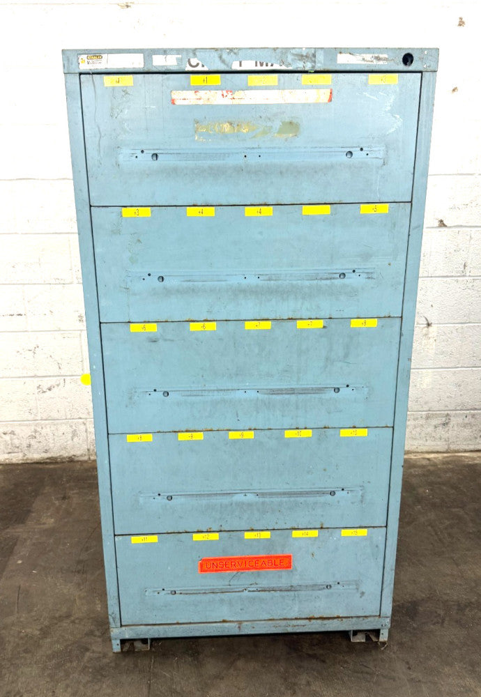 Stanley Vidmar 5 Drawer Industrial Tool Storage Cabinet , 35 x 27-5/8 x 59-1/4"