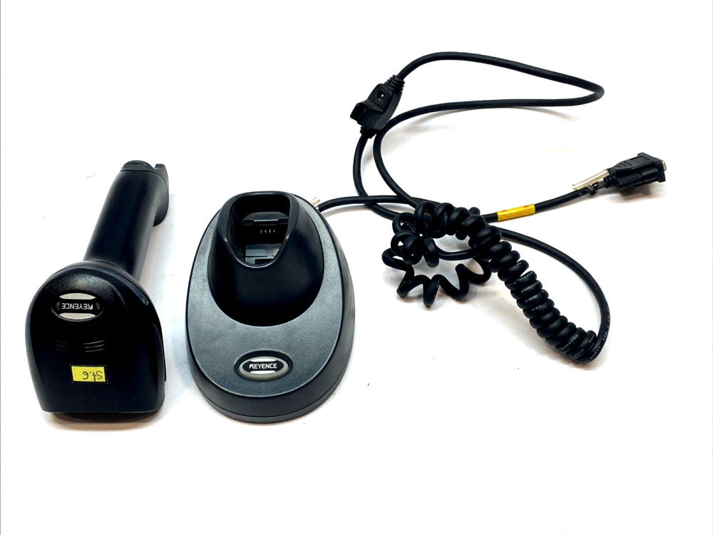 Keyence HR-100B Rev. B Handheld Barcode W/ Scanner Base HR-UC1