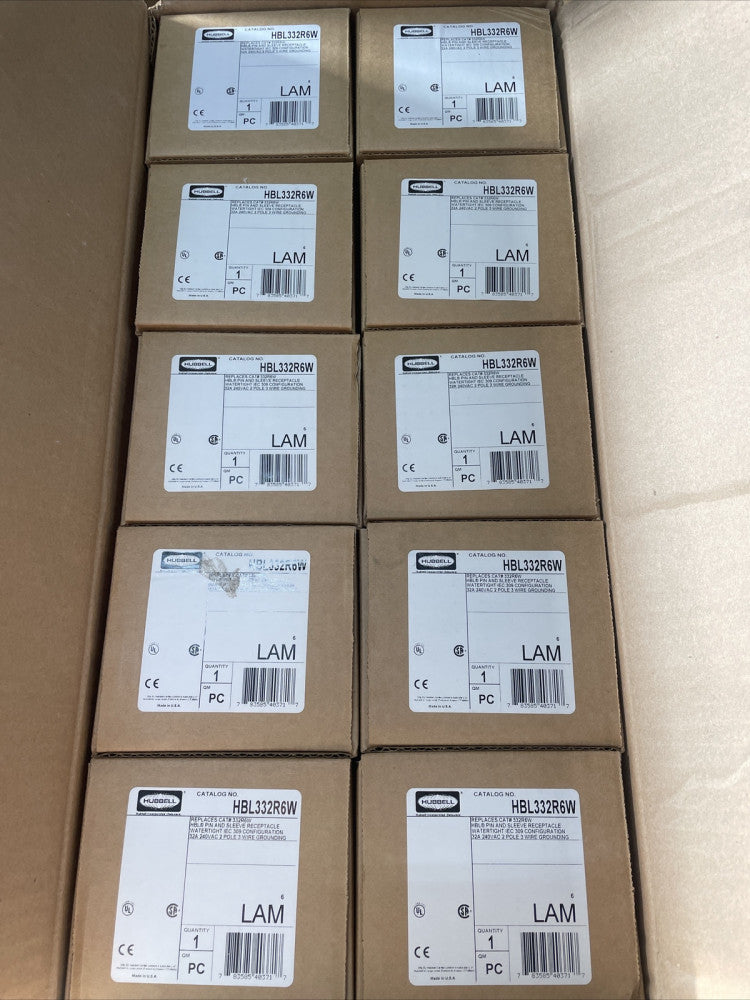 1) New! HUBBELL HBL332R6W Receptacle 32A-6h/220v 2P