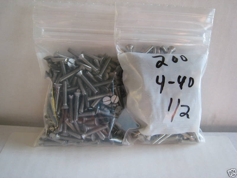 200 Stainless Slotted Taper Hd Screws 4-40 x 1/2in