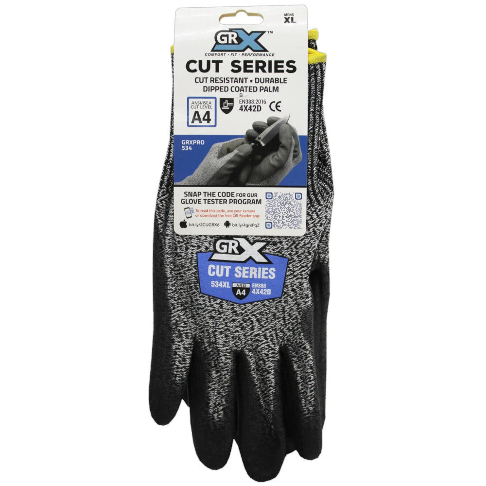 3 Pairs GRX Cut Series 534 Cut Resistant Durable Coated Palm Work Gloves Size XL