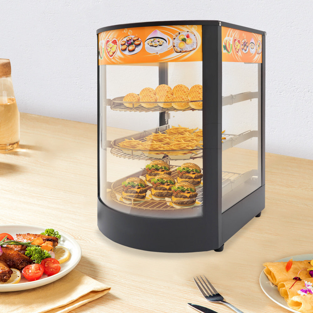 3-Tiers Commercial Food Warmer Display Case Tabletop Food Warming Cabinet 800W