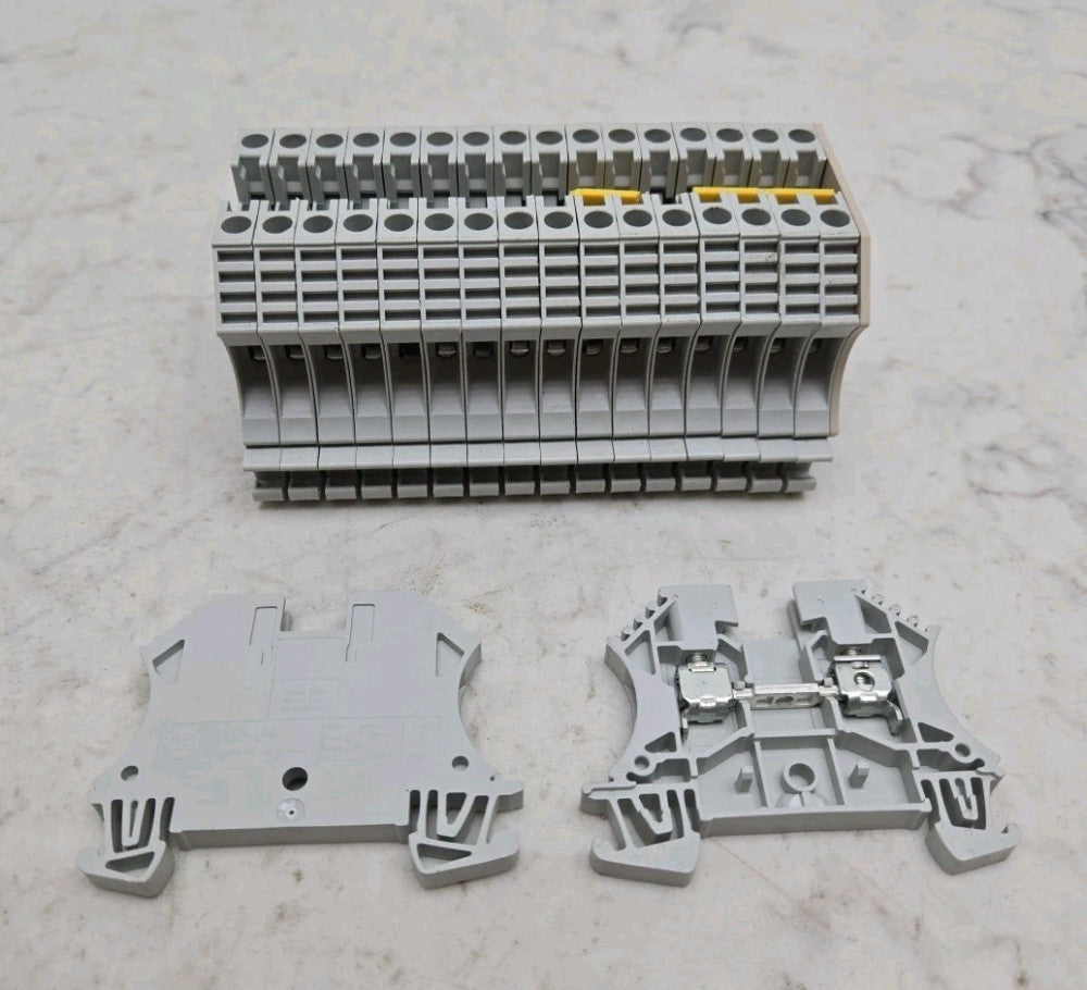 18 Pack Allen Bradley 1492-J4 Feed Through Terminal Block 35A 600V 4mm Gray
