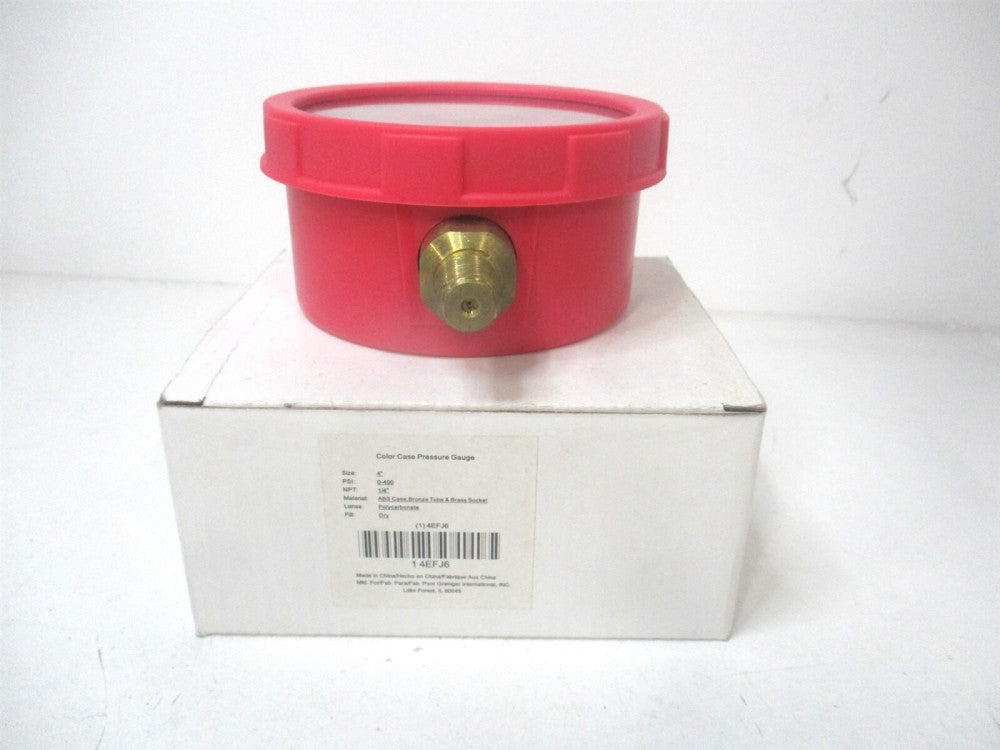 (4EFJ6) +/-2-1-2% Light Red ABS Plastic Brass Pressure Gauge