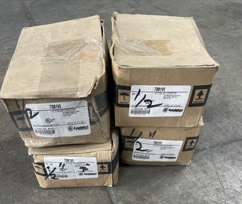 NEW Box of 25 - Appleton 7381V 90 Degree STEEL 1/2" Connectors ~ NEW OLD STOCK