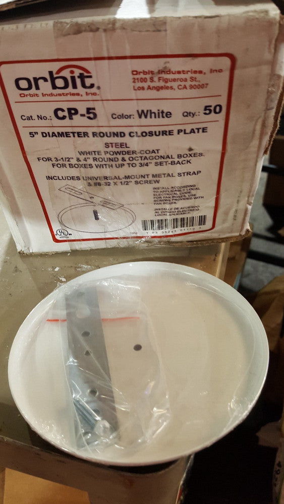 (25 PC LOT) Orbit CP-5 5" DIAMETER ROUND CLOSURE PLATE - WHITE