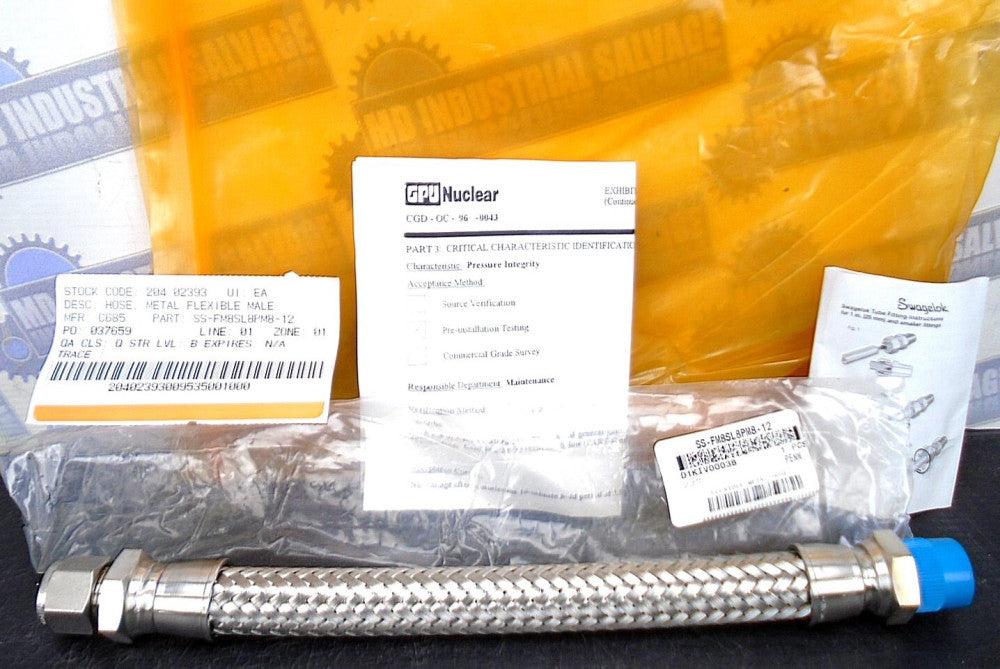 Swagelok - SS-FM8SL8PM8-12 - 12" Braided SS Hose w/1/2" Male & Tube Fitting -NEW