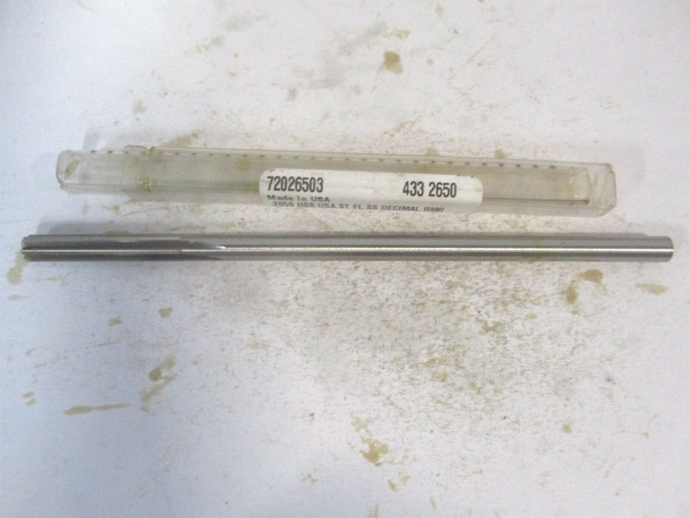 (433-0.2650) 0.265" x 1-1/2" x 6" OAL Straight Shank HSS 6-Flute Chucking Reamer