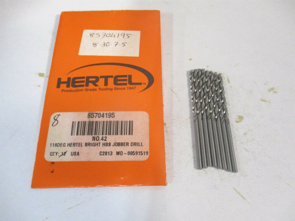 (85704195) #42 1-1/4" x 2-1/4" 118° High Speed Steel Spiral Jobber Drill - Qty 8