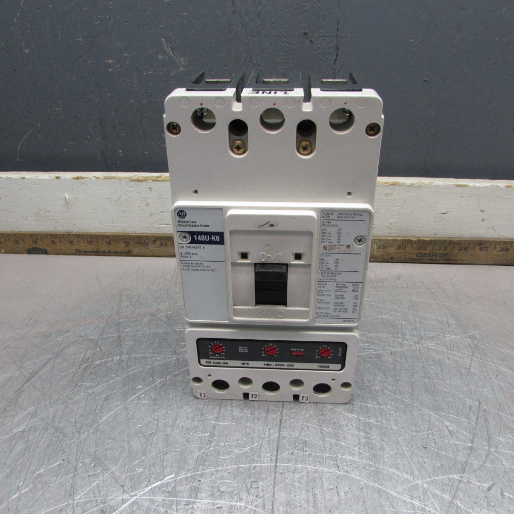 Allen Bradley 140U-K6D3-D25 , CIRCUIT BREAKER ,3P/250A/600V/65kA, CLEAN TAKEOUT!