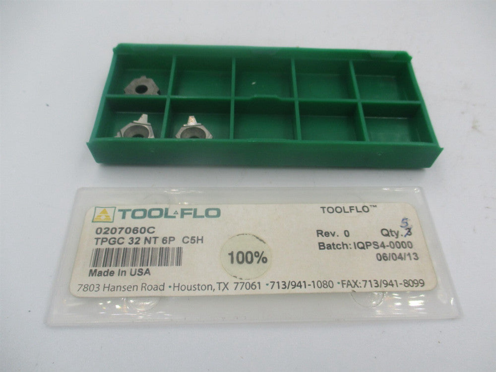 Tool Flo (0207060C) TPGC 32 NT 6P C5H Carbide Threading Insert - Lot of 3