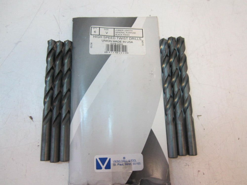 VIKING TOOL (2620) Size V Jobber Length High Speed Twist Drill Bits - Lot of 6