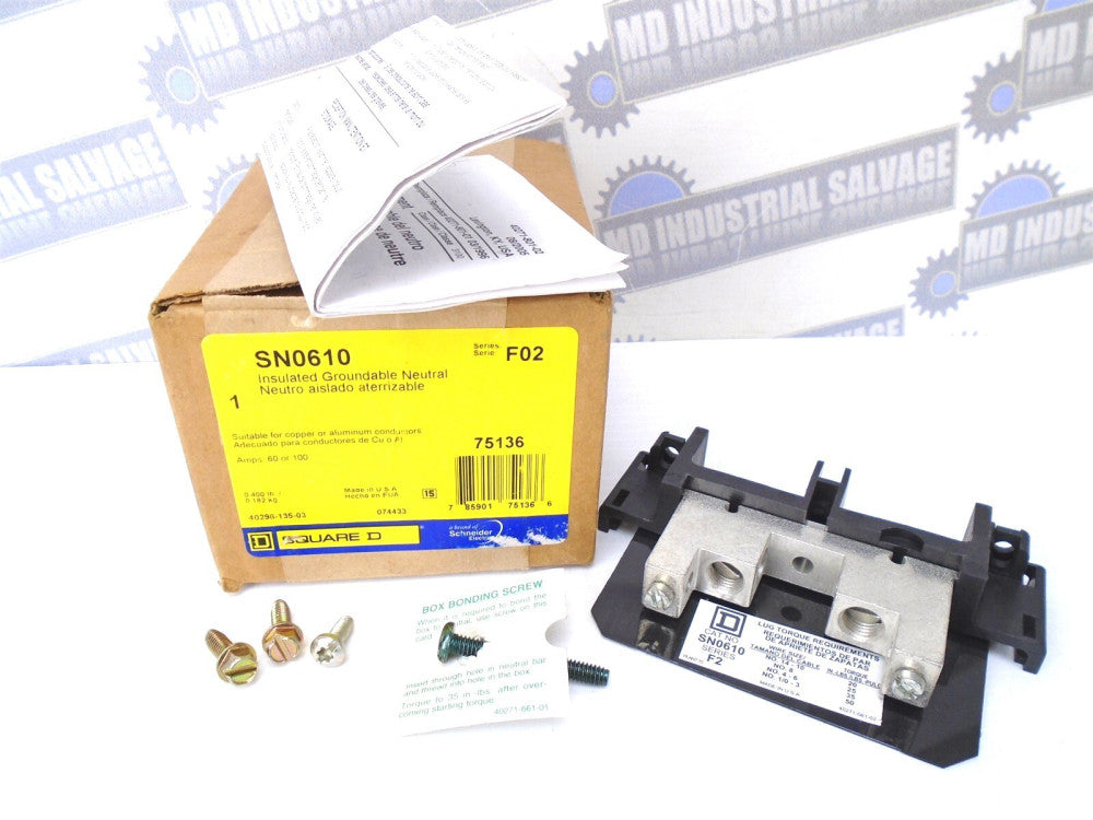 SQUARE-D - SN0610 - 60-100A GROUNDABLE NEUTRAL for F2 SAFETY SWITCH - (NEW)
