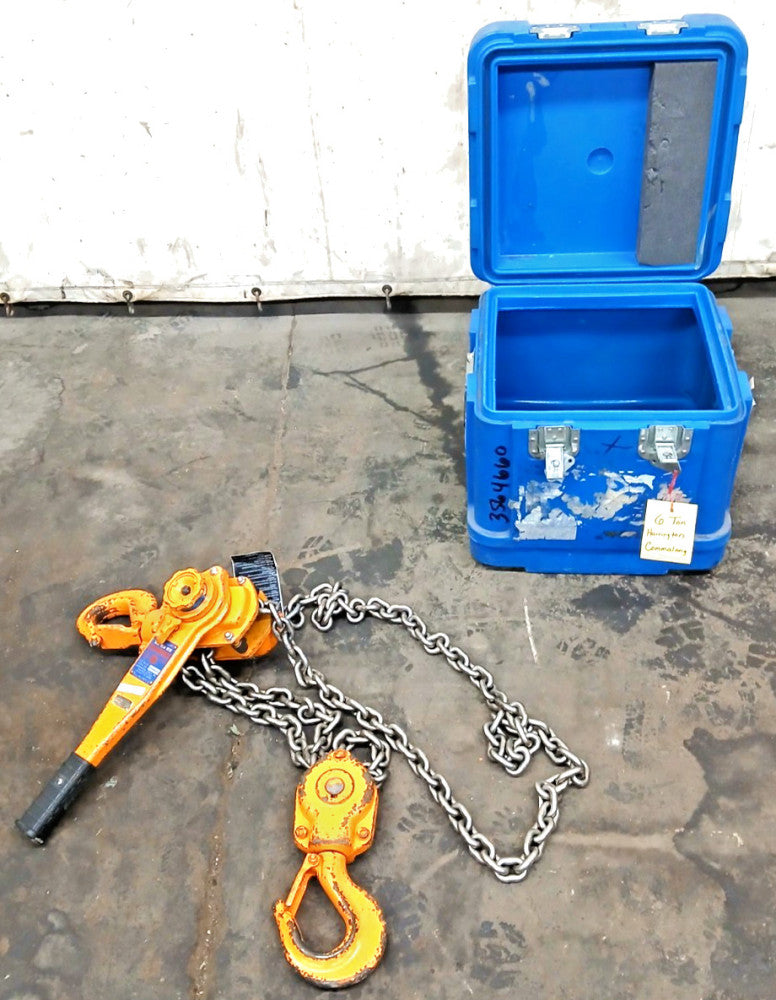 HARRINGTON LEVER HOIST CODE LB060B LOT NO L5A902 6 TON LBS CHAIN LENGTH 135 IN.