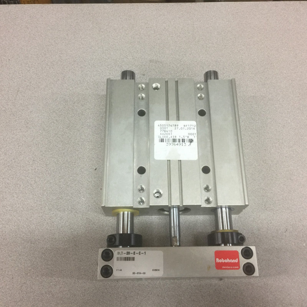 NEW NO BOX DESTACO ROBOHAND SLIDE ACTUATOR AIR 1.5" BORE 1" STROKE DLT-20-E-C-1