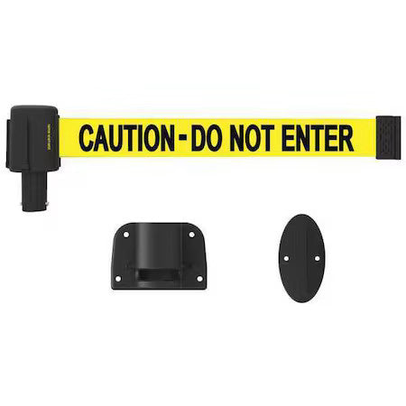 Banner Stakes Pl4108 Retractable Belt Barrier, Yellow, 15 Ft Length, Caution Do