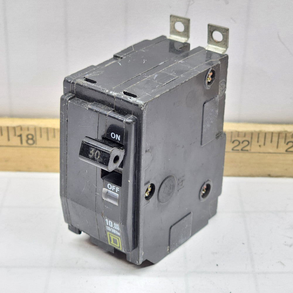 SQUARE D 30 AMP BOLT-ON CIRCUIT BREAKER 120/240 VAC 2 POLE 10 kA QOB230