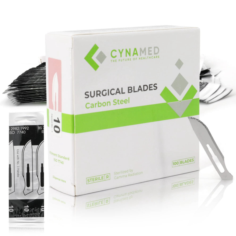 Box of 100 Scalpel Sterile Blades Carbon Steel Individually Foil Wrapped