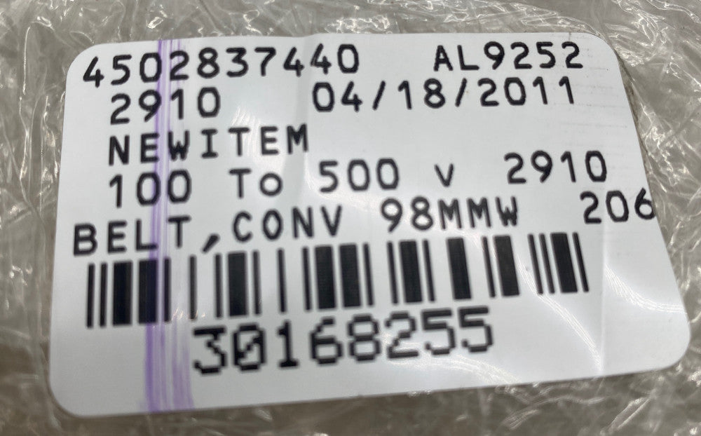 Unbranded 100/500 Conveyor Flat Belt 98mm Width 206mm Long