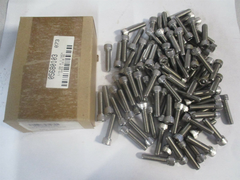 (198624) 1/4-20 UNC 18-8 Stainless Steel Hex Socket Cap Screw - Pack of 100