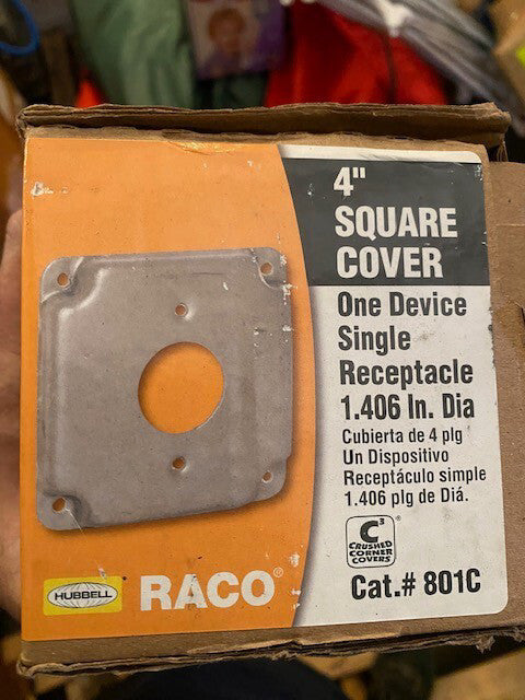 (10 PACK) Raco 4" Steel Gray 1-Gang Exposed Work Square Cover for 1.406". Round