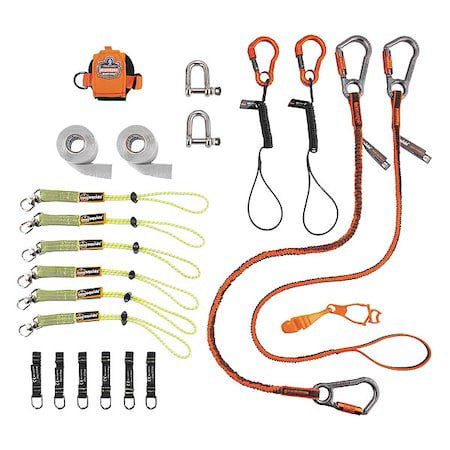 Ergodyne 3187 Tool Tethering Kit,Black/Green/Orange