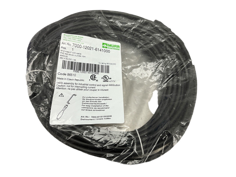 Murrelektronik 7000-12021-6141000 M12 male 0° with cable PVC 4x0.34 10M