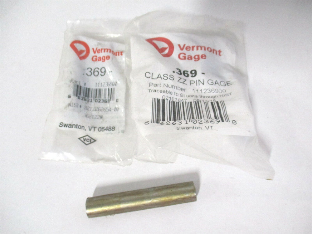 Vermont Gage (111236900) 0.369" Diam Class ZZ Minus Plug & Pin Gage - Lot of 3