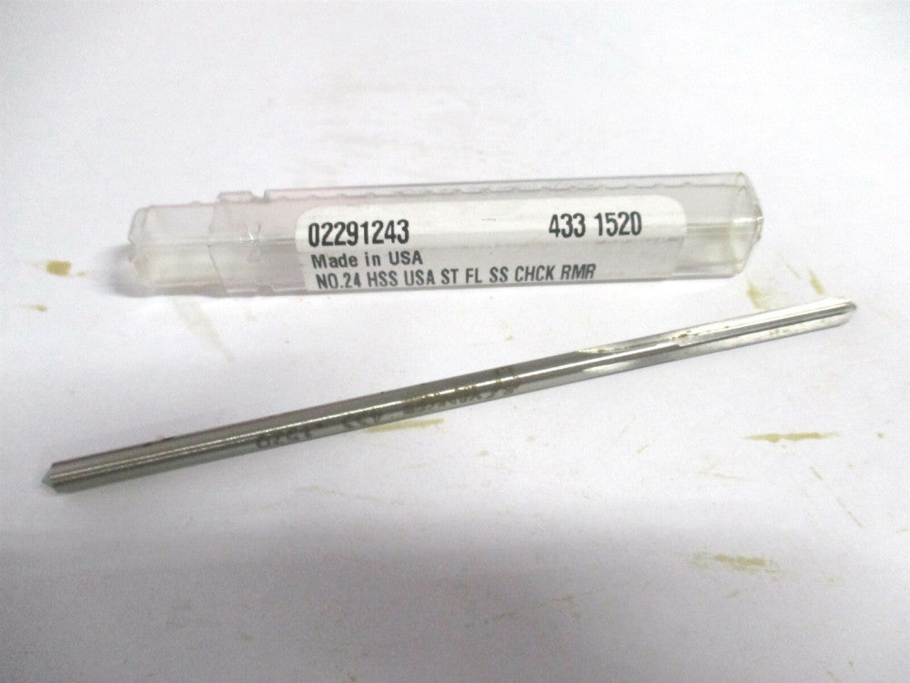(433-0.1520) #24 1" x 4" OAL Straight Shank HSS RH 4-Flute Chucking Reamer
