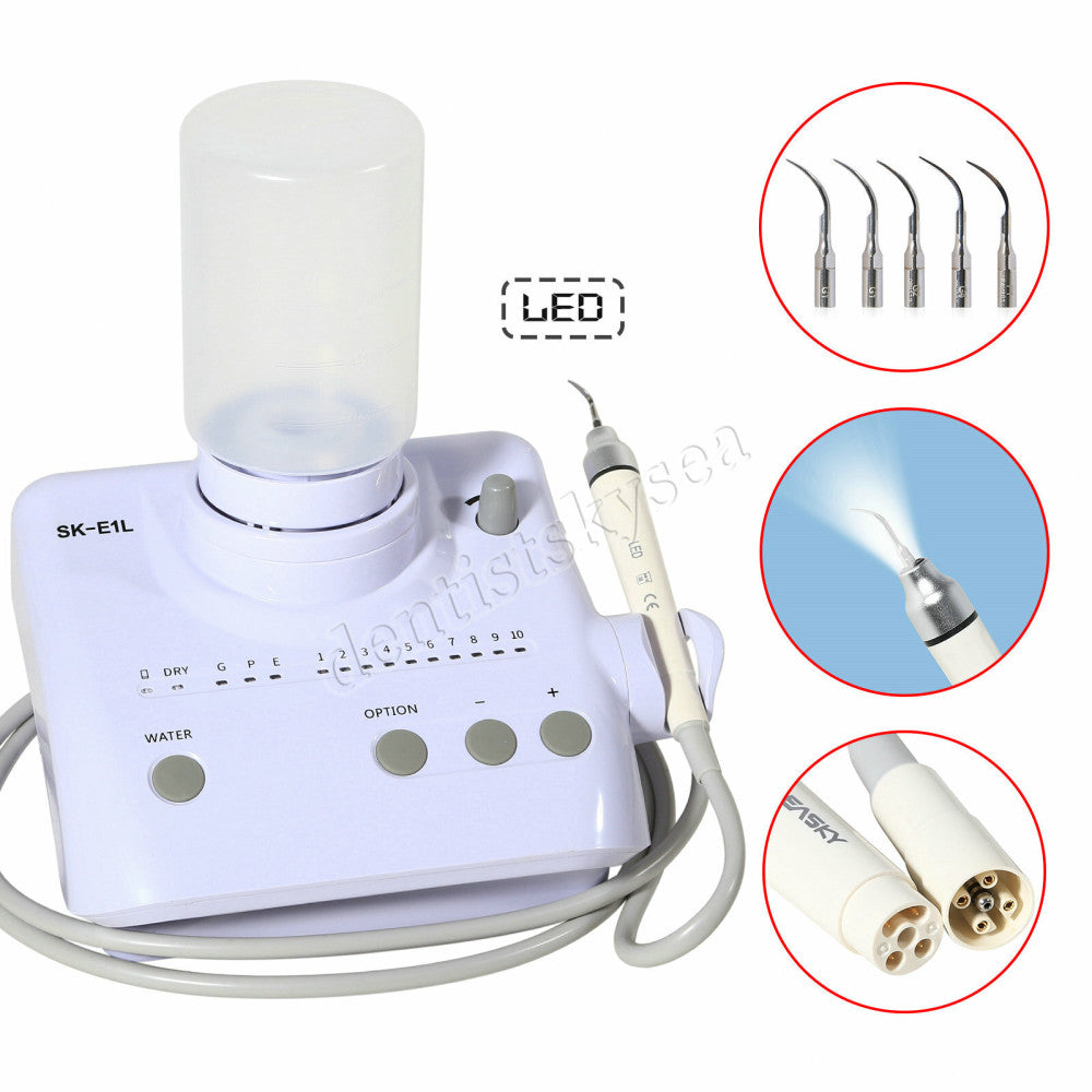 LED Dental Ultrasonic Scaler Piezo Fiber Optic LED Handpiece + Bottles SKYSEA