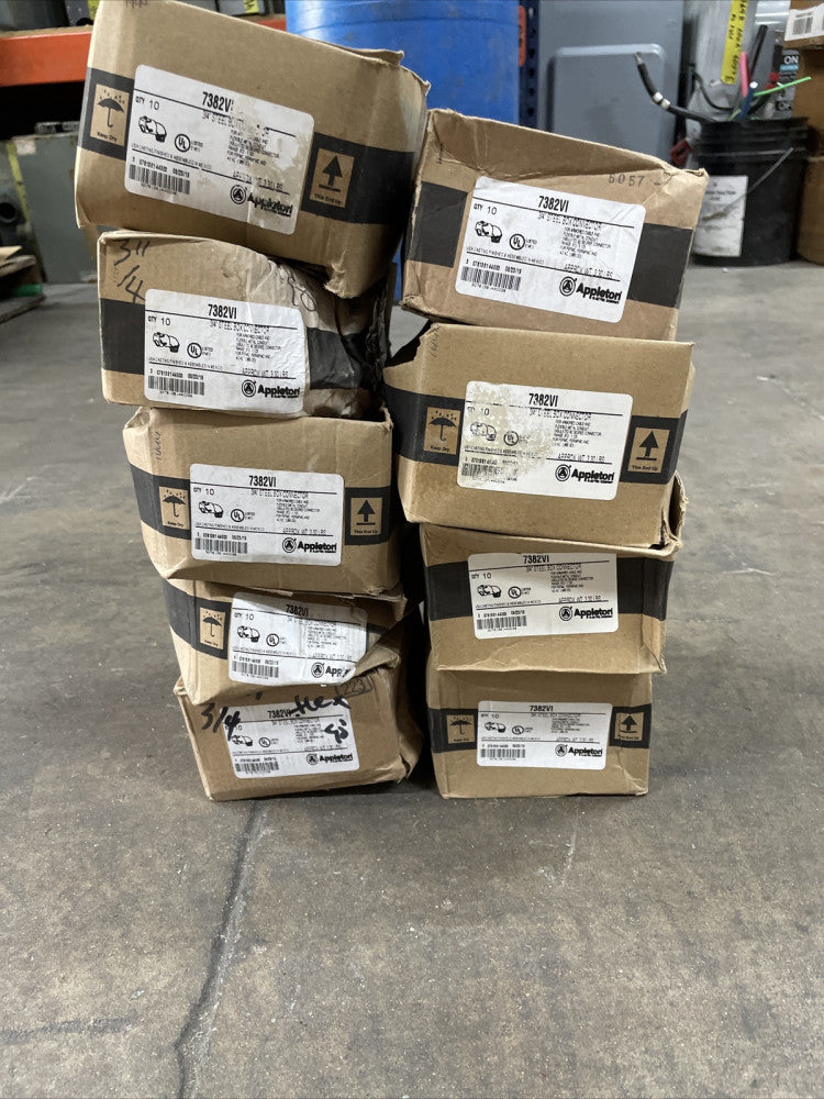1 BOX OF 10 - APPLETON 7382VI 3/4-INCH 90-DEGREE-INSULATED BOX CONNECTOR~ NEW