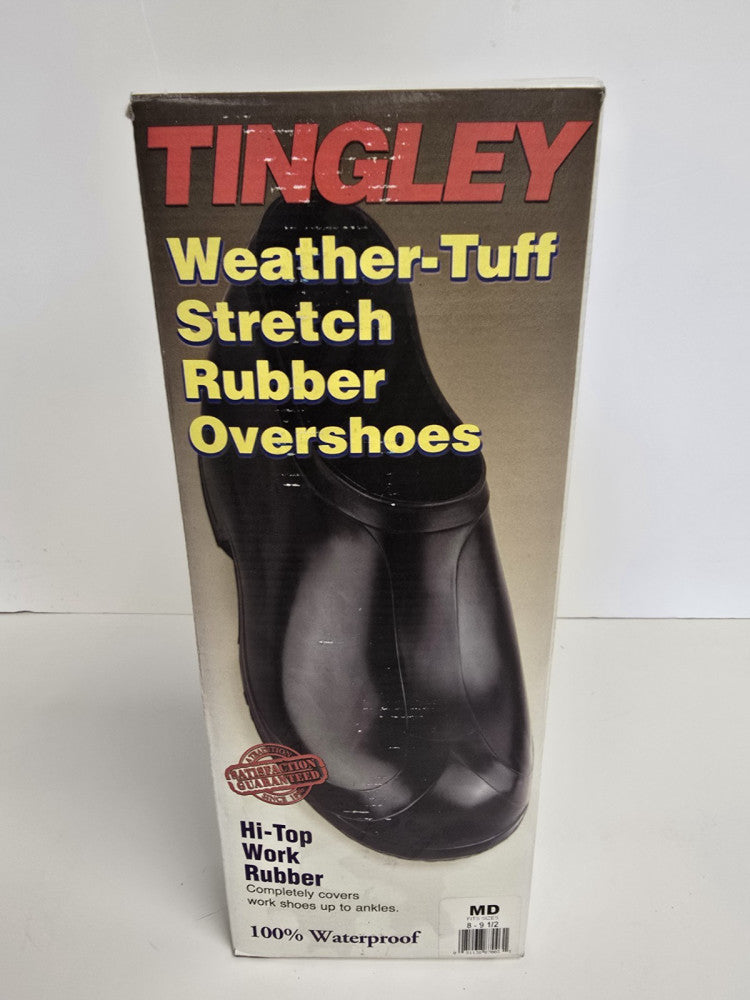 Tingley Wearher-Tuff Stretch Rubber Overshoes Black Size MED 8-9 1/2 $20.00