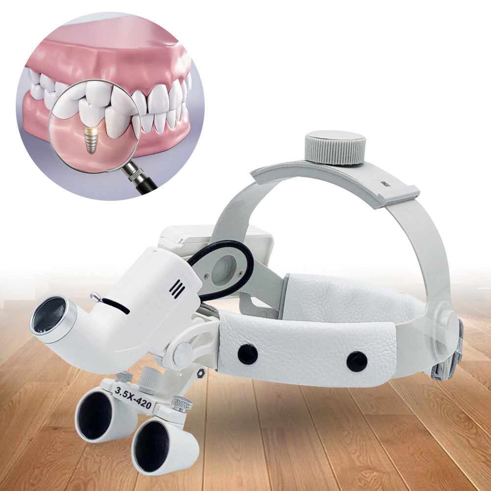 Medical Surgical Headband Binocular Magnifier 3.5X-420mm Loupes+5W LED Headlight