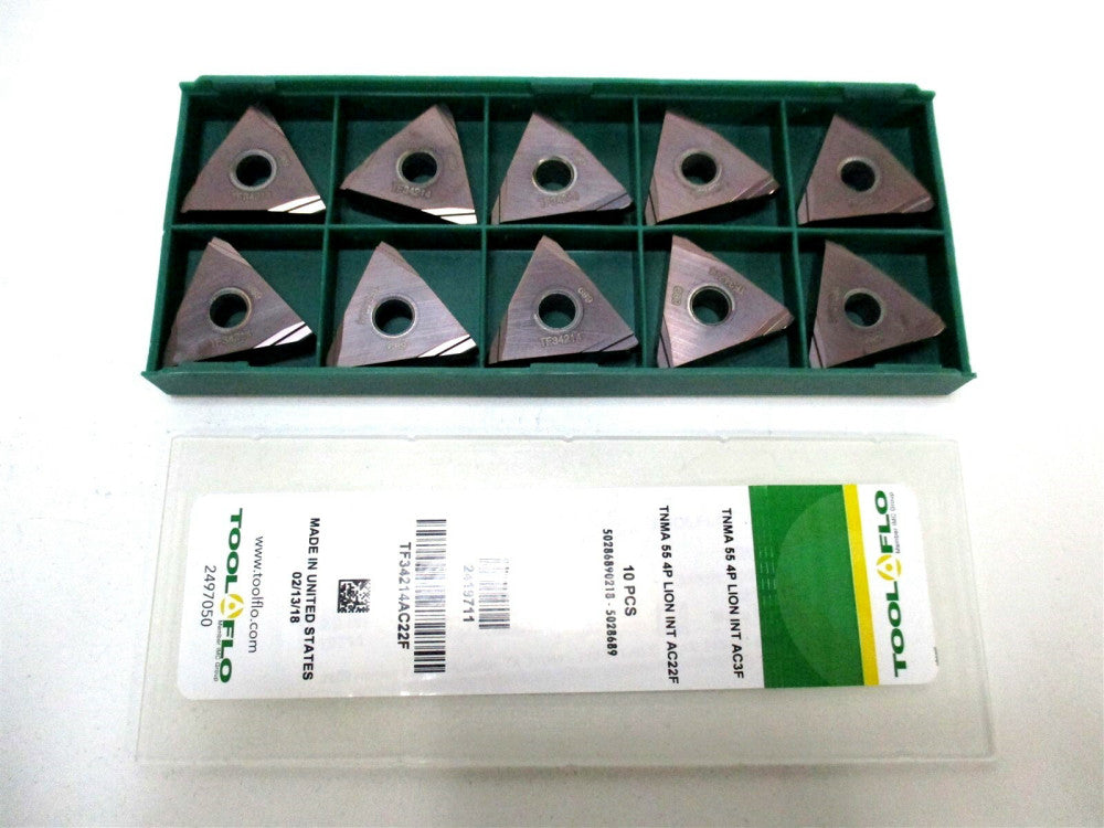 Tool-Flo TF34214AC22C TNMA 55 4P LION INT AC22F Threading Insert - Pack of 10