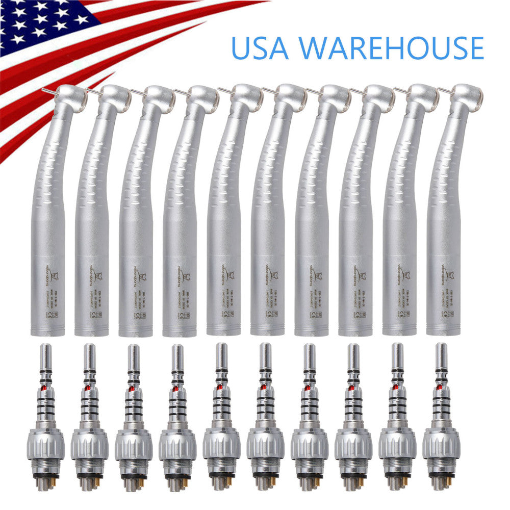 1-10 Dental High Speed Fiber Optic LED Turbine Handpiece/ 6Hole Quick Coupler