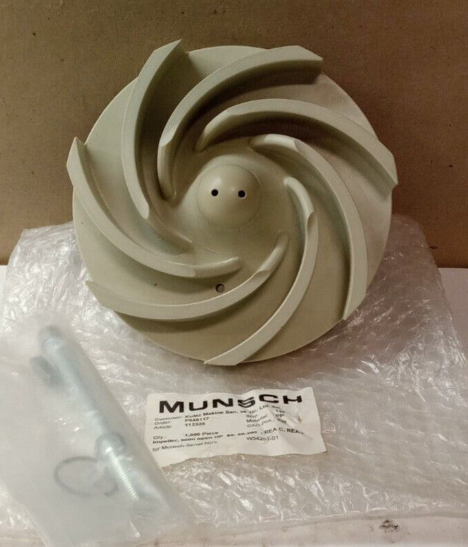 NEW MUNSCH CHEMICAL PUMP IMPELLER SEMI-OPEN 8 INCH 112325 130