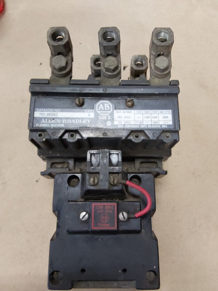ALLEN-BRADLEY 702-D0D93 STARTER CONTACTOR SERIES K SIZE 3