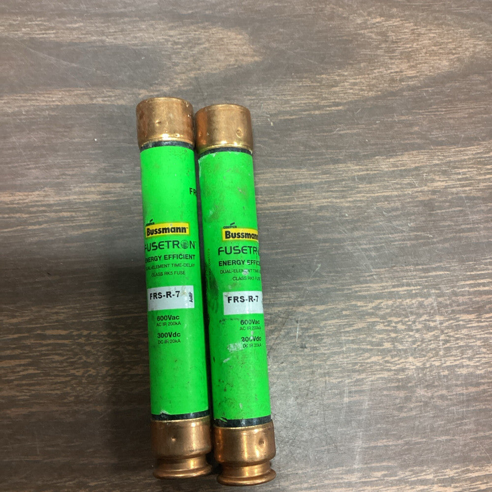 BUSSMANN FRS-R-7 FUSETRON DUAL ELEMENT TIME DELAY FUSE RK5 600V, Lot Of 2