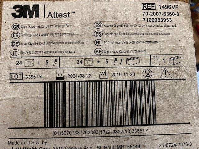(Full case / 24 packs) 3M Attest 1496VF Super Rapid Challenge Pack - Exp 08/2022