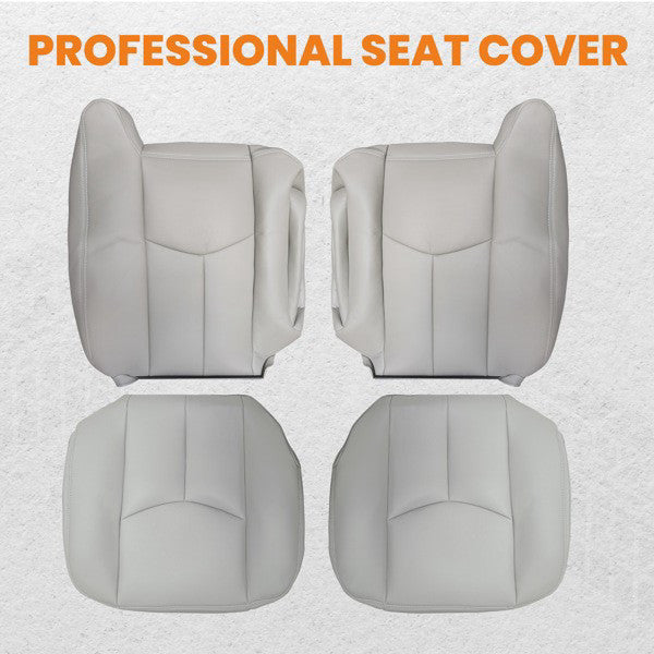 4X Front Leather Seat Cover Gray Fit For Chevy Silverado GMC Sierra 2003-2006
